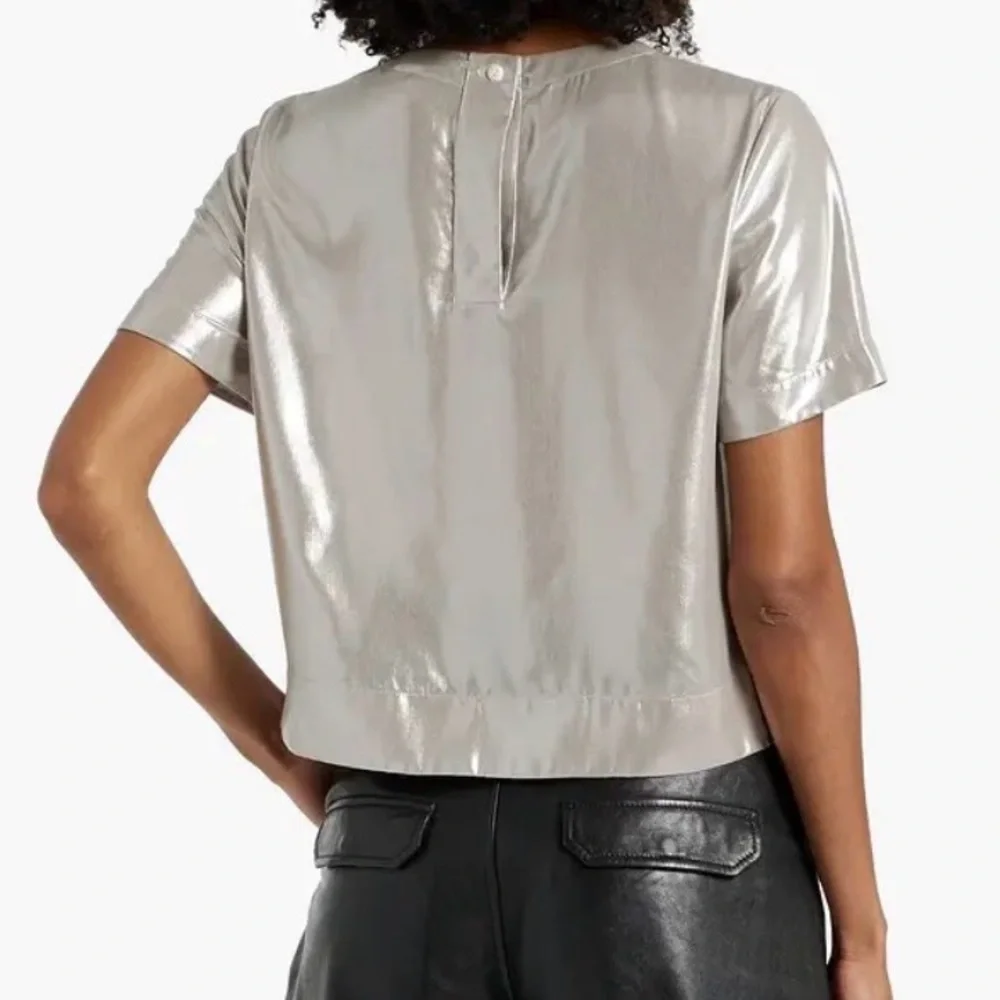 NWT rag & bone Gia Cropped Silver Metallic Tee | S - Picture 2 of 7